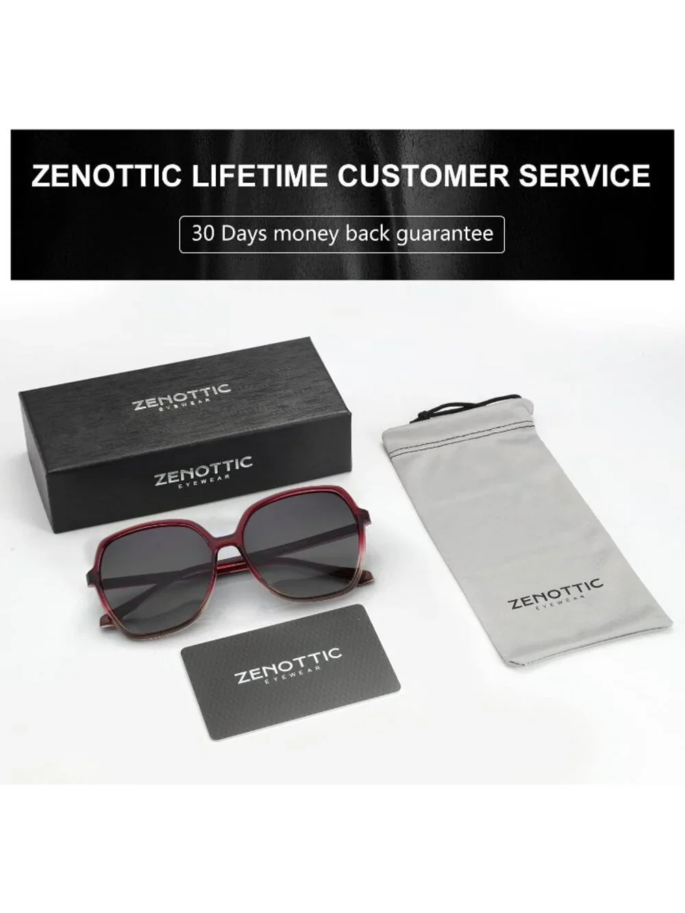 Women's Polarized Oversized Square Sun Glasses Shades UV400 Protection Burgundy